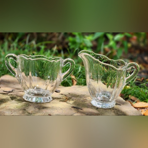 Cream & Sugar USA Cambridge Clear Glass Corinth Optic Breakfast In Bed - Picture 2 of 6